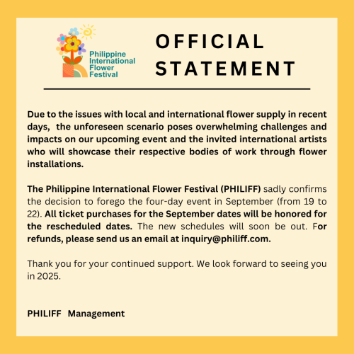 PHILIFF POSTPONEMENT ANNOUNCEMENT